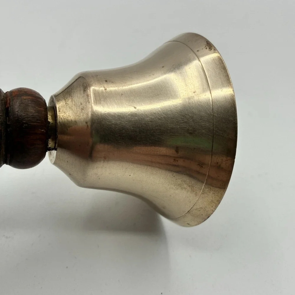 Vintage Brass Bell Wood Handle School Bell